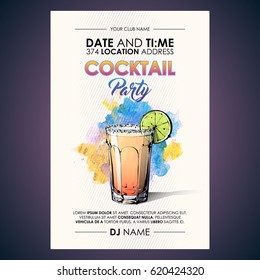 Cocktail Party Flyer. Watercolor + Sketchstyle.