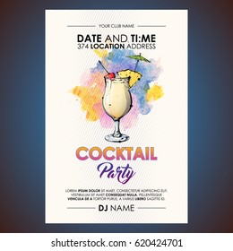 Cocktail Party Flyer. Watercolor + Sketchstyle.