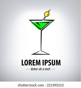 cocktail party glass design, logo.  Company logo design.