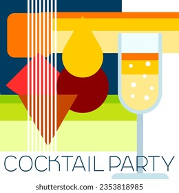 Cocktail party invitation. Abstract background with stylized drink.