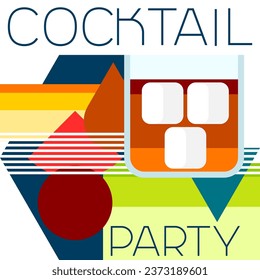 Cocktail party invitation. Abstract background with stylized drink.