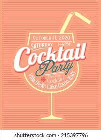 Cocktail Party Invitation Card Template Vector/illustration