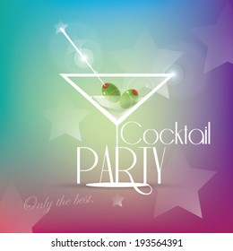 Cocktail party invitation with martini glass