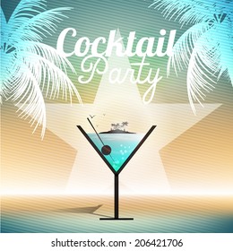 Cocktail Party Invitation Poster - Vector Illustration