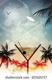 Cocktail Party Invitation Poster - Vector Illustration