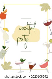 Cocktail party invitation. Vector illustration.