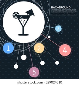 Cocktail party, martini icon with the background to the point and with infographic style. Vector illustration