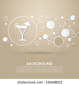Cocktail party, martini icon on a brown background with elegant style and modern design infographic. Vector illustration