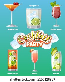 Cocktail party menu banner illustration