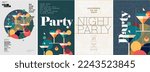 Cocktail Party. Nightclub. Typography design. Set of flat vector illustrations.  Poster, label, cover.