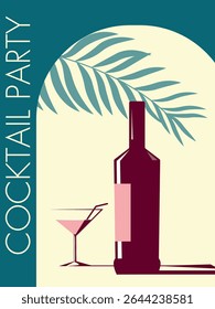 Coquetel na praia, open air bar, área de verão. Garrafa de álcool, vidro plano, refrigerar com amigos, martini, margarita, bebida