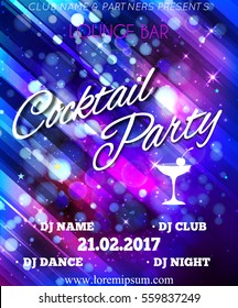 Cocktail Party Poster Background Template. Festival Vector mockup. DJ poster design. DJ background. Vector illustration.