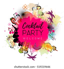 Cocktail party poster design. Cocktail menu