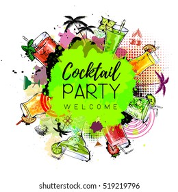 Cocktail party poster design. Cocktail menu