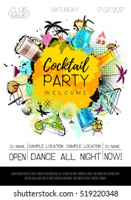 Cocktail party poster design. Cocktail menu