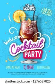 Cocktail party poster in eclectic modern style. Realistic cocktail