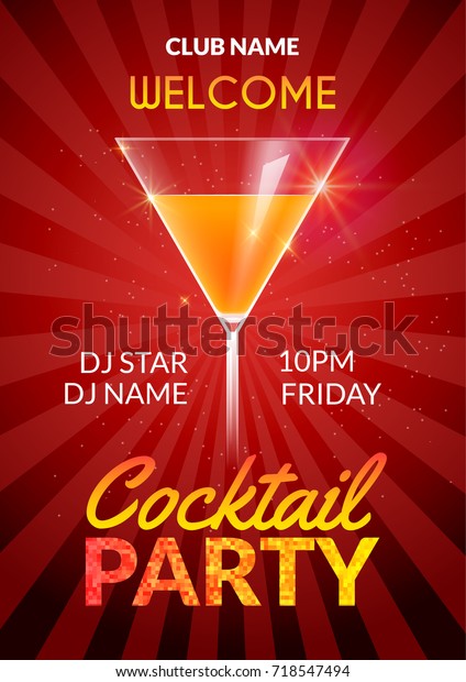 Cocktail Party Poster Vector Backgorund Alcohol Stock Vector (Royalty ...