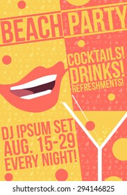  Cocktail Party Retro Poster Design - Vector Illustration