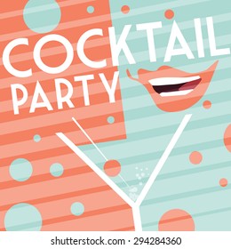 Cocktail Party Retro Poster Design - Vector Illustration