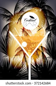 Cocktail Party Retro Poster Design - Vector Illustration