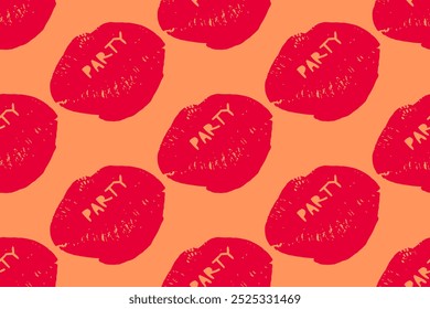 Cocktail party seamless pattern wallpaper with bright red lips on light beige background. Simple fashion design template for your decor,prints,flyers,covers,arts. 