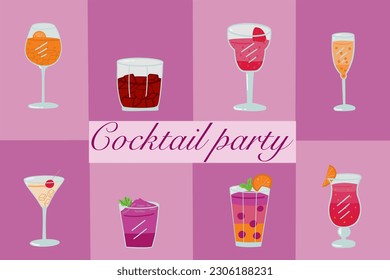 Cocktail party set modern background