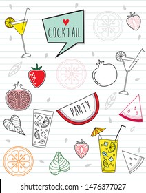 Cocktail party, Smoothie in glass bottle with straws on white background