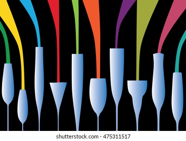 Cocktail Party Vector.Bar Menu Ilustration.Suitable for Poster.Party Design Menu.Invitation Card with Glasses.Alcoholic Bottles Background.Wine List Design.