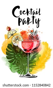 Cocktail party. Watercolor vector background