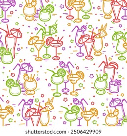 Cocktail pattern background. Collection icon cocktail. Vector