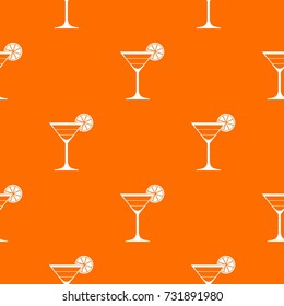 Cocktail pattern repeat seamless in orange color for any design. Vector geometric illustration