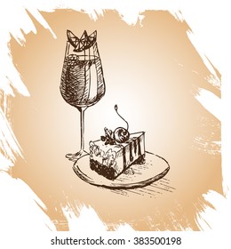 Cocktail and pie