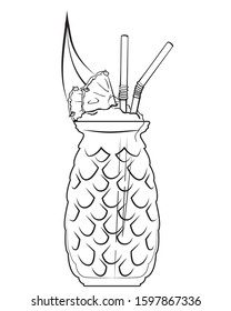Cocktail Pina Colada pineapple vector illustration