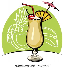 cocktail with pineapple and cherry