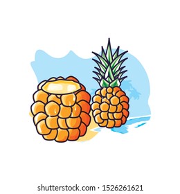 cocktail of pineapple fruit in the beach vector illustration design