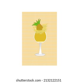 cocktail with pineapple, vector illustration