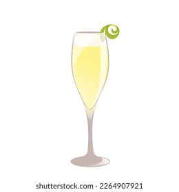 Cocktail "Pisco sour".Classic alcoholic cocktail with grape vodka, lemon juice, egg white.Vector illustration.