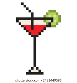 Cocktail in pixel art style