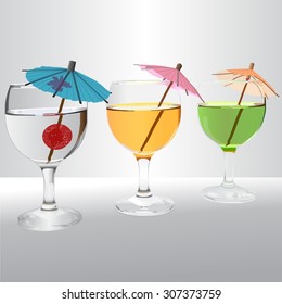 Cocktail realistic set