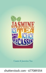 cocktail recipe,Cassis & Jasmine tea,typography