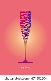 cocktail recipe,Kir Royal,typography