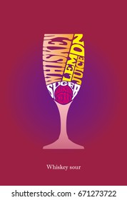 cocktail recipe,whiskey sour,typography
