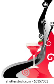 Cocktail red and black background.