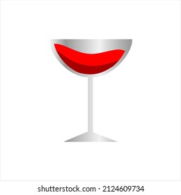 Cóctel con una bebida roja ilustrativa vectorial. Diseño de vidrio de cóctel con bebida aislada de fondo blanco