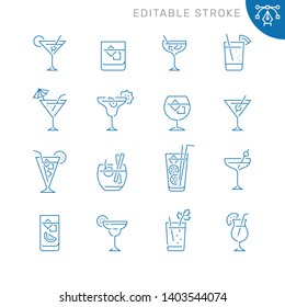 Cocktail Related Icons. Editable Stroke. Thin Vector Icon Set, Black And White Kit