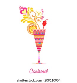 Cocktail. Restaurant Menu Card Design. Menu Template. Vector illustration 