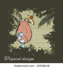 cocktail retro hand drawn design card Vector illustration can be used for website background and greeting cards or cover decoration
