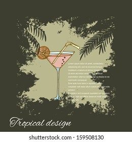 cocktail retro hand drawn design card Vector illustration can be used for website background and greeting cards or cover decoration