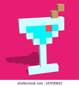 Cocktail Retro Pixel Icon Vector