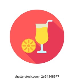 Cocktail rounded flat color icon, mini illustration for relaxation, party, lifestyle, pubs and bars UI, UX kit, app and web development, digital or print.